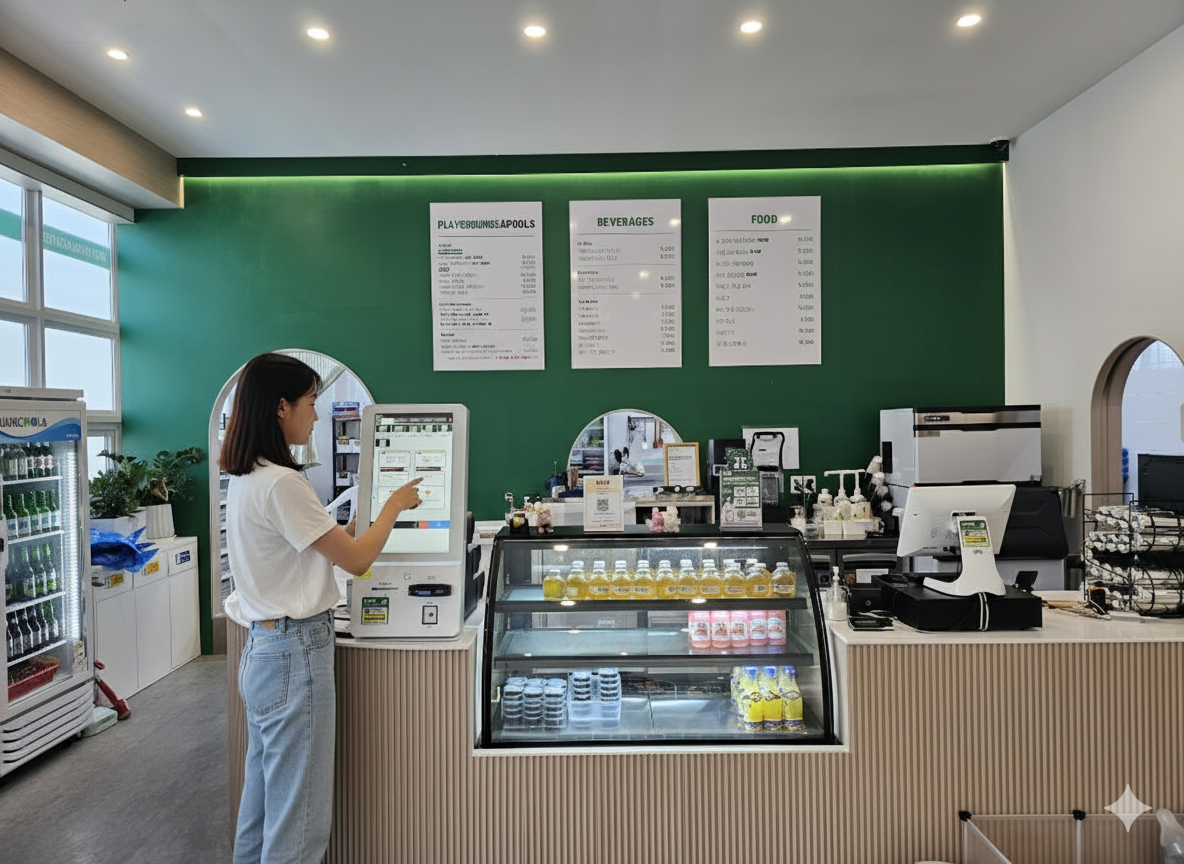 텔리젠 키오스크 UI 화면 - 직관적인 터치 인터페이스