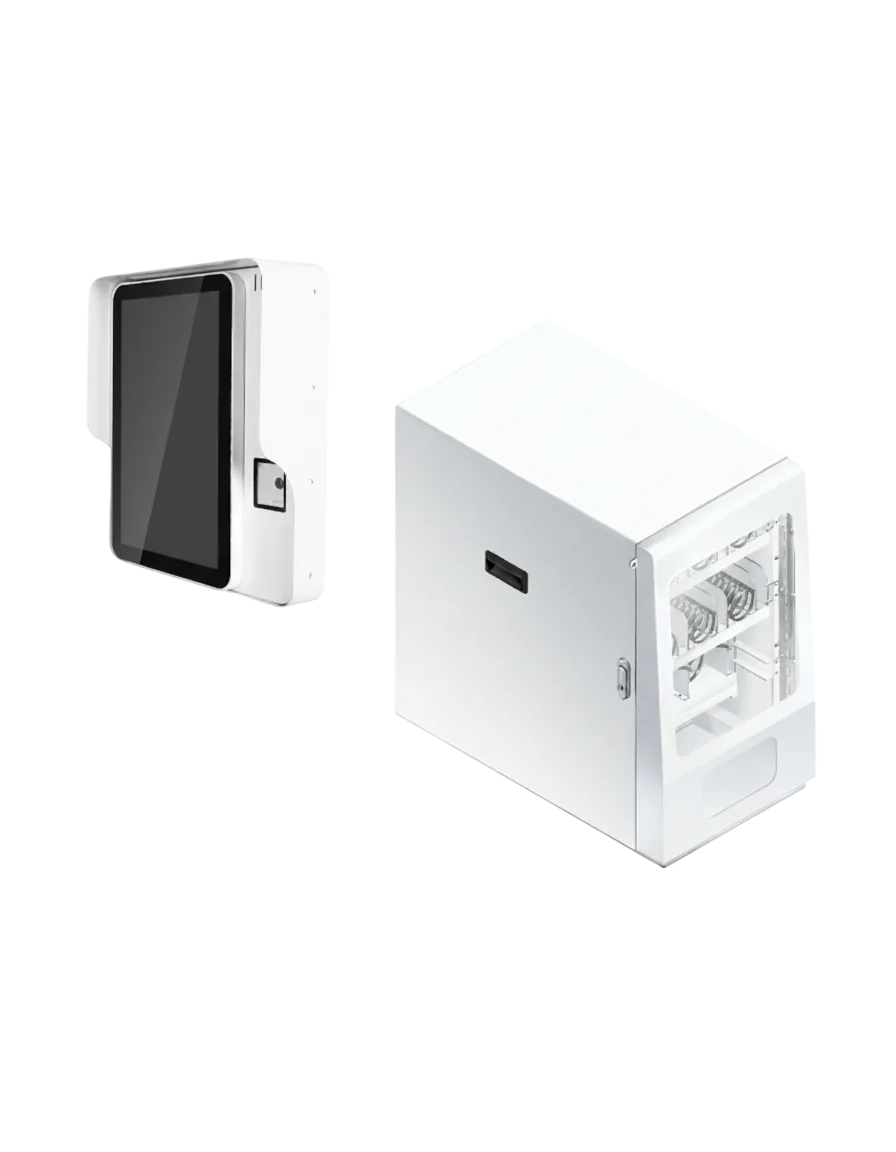 현대적인 스마트 자동판매기로 음료와 간식을 판매하는 무인 판매 시스템